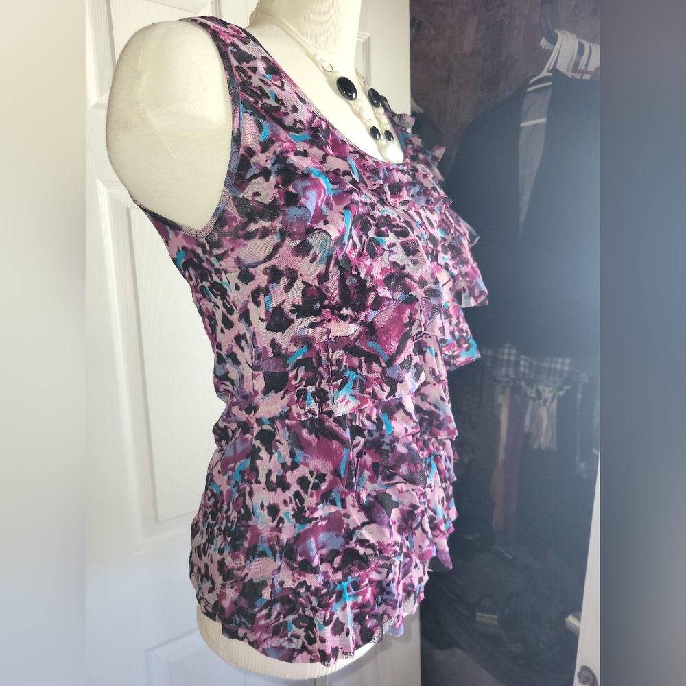 Cleo Multicolor Ruffle Tank Top Size Medium